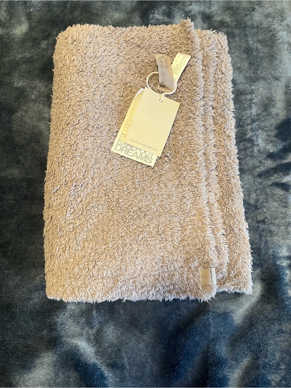 Barefoot Dreams Plush Scarf Wrap in Light Taupe approximately 11 x 70